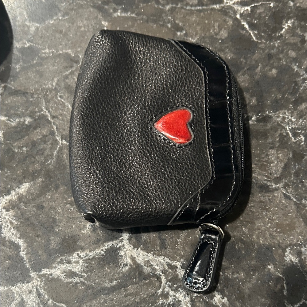 Brighton Black Coin Purse with Red Heart Accent